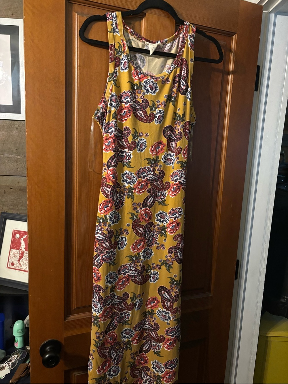Sleeveless Mustard Floral Maxi Dress